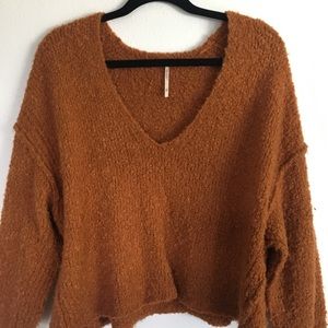 Free People Cropped Sweater in Rusty Orange